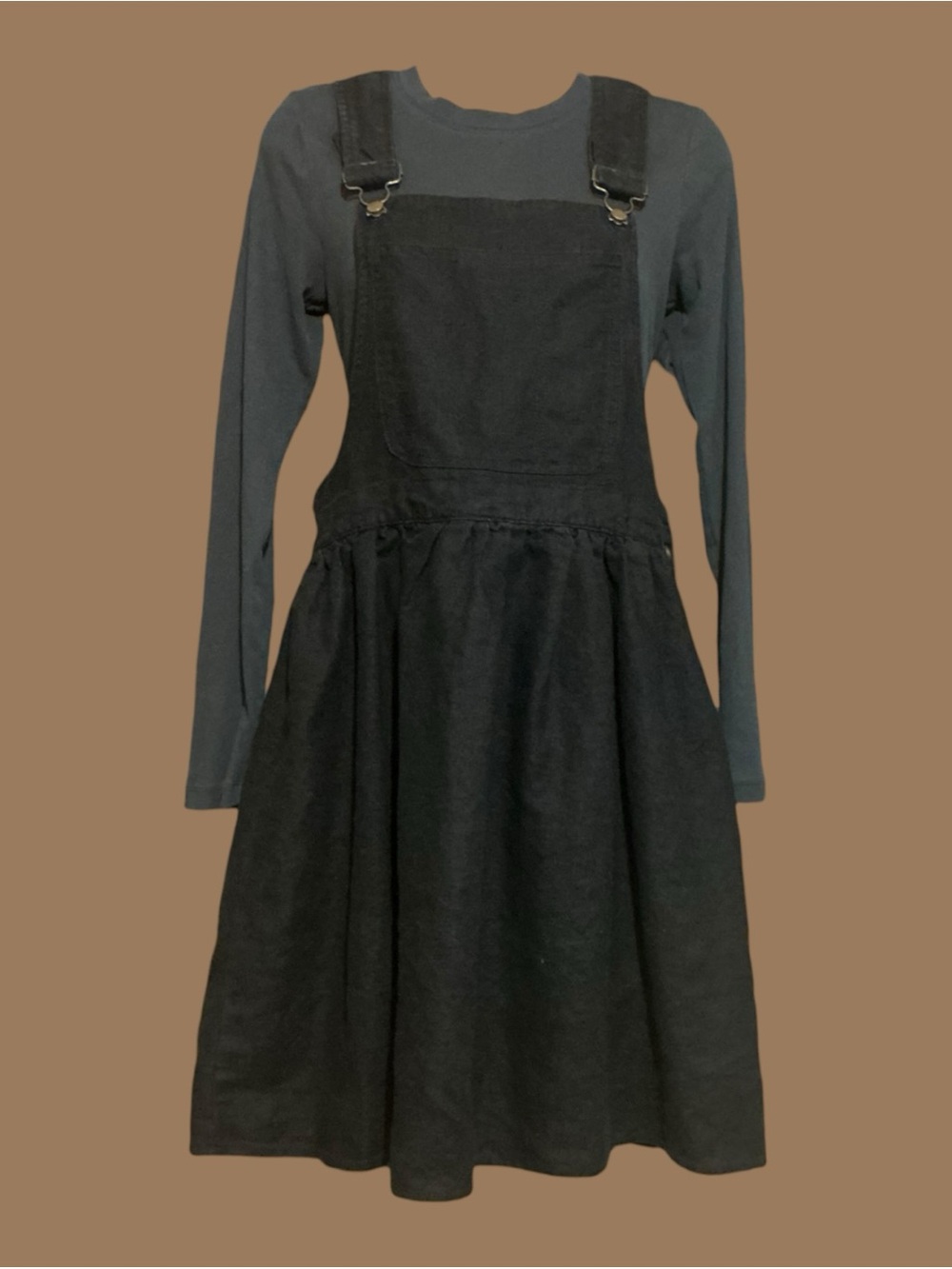 Vintage 90s H.L. Spencer Black Pinafore Overall Jumper Dress Small